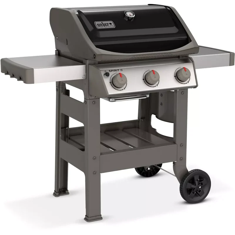 Barbecue gaz WEBER Spirit II E-310 noir grill e et plancha 3 bruleurs sur chariot, 60×44 cm