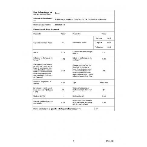 Bosch – SMS4ETI14E Lave vaisselle 60 cm-Classe énergétique C – vue 2