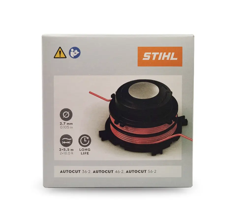 Bobine avec protection métallique – Stihl – Pour Autocut 36-2 / 46-2 / 56-2 Bobine avec protection métallique – Stihl – Pour Autocut 36-2 / 46-2 / 56-2
