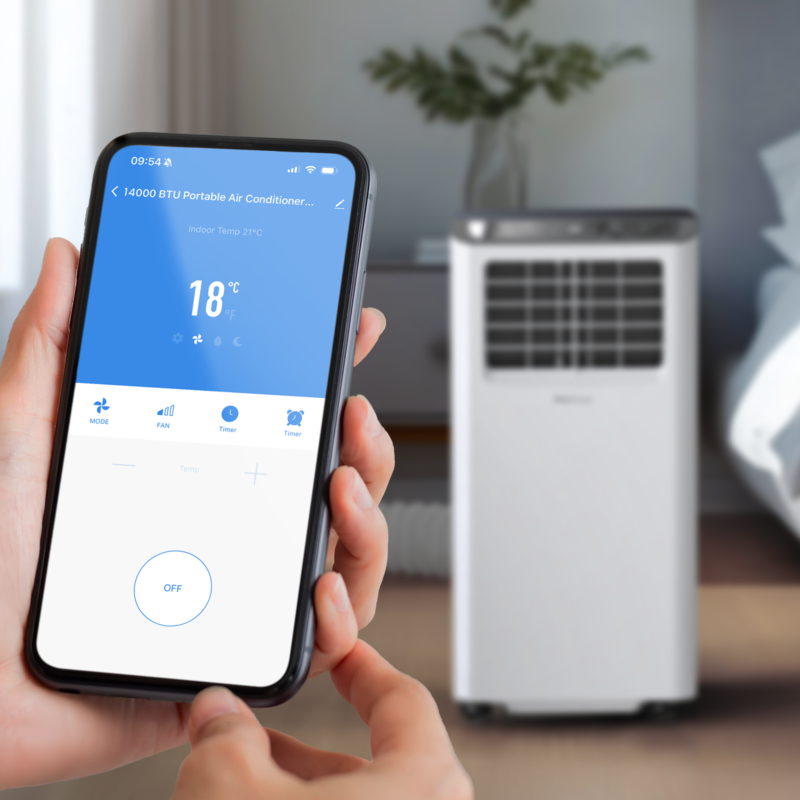 14,000 BTU 3-in-1 Portable Air Conditioner with Dehumidification Function – Smart Wifi App – vue 2