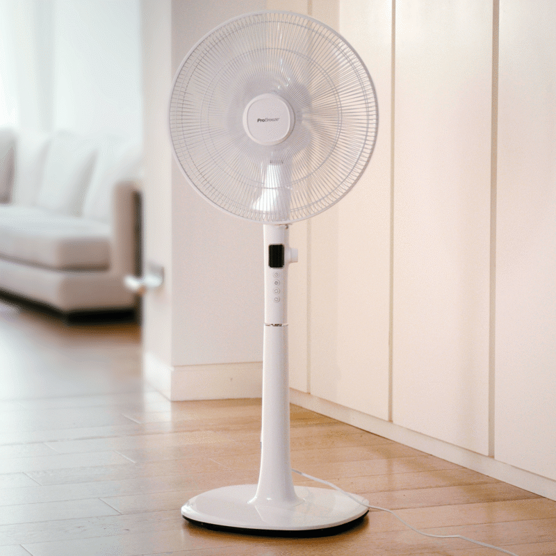 16″ Ventilateur sur pied – Moteur CC basse consommation, 3 modes de fonctionnement et télécommande – Blanc – vue 2