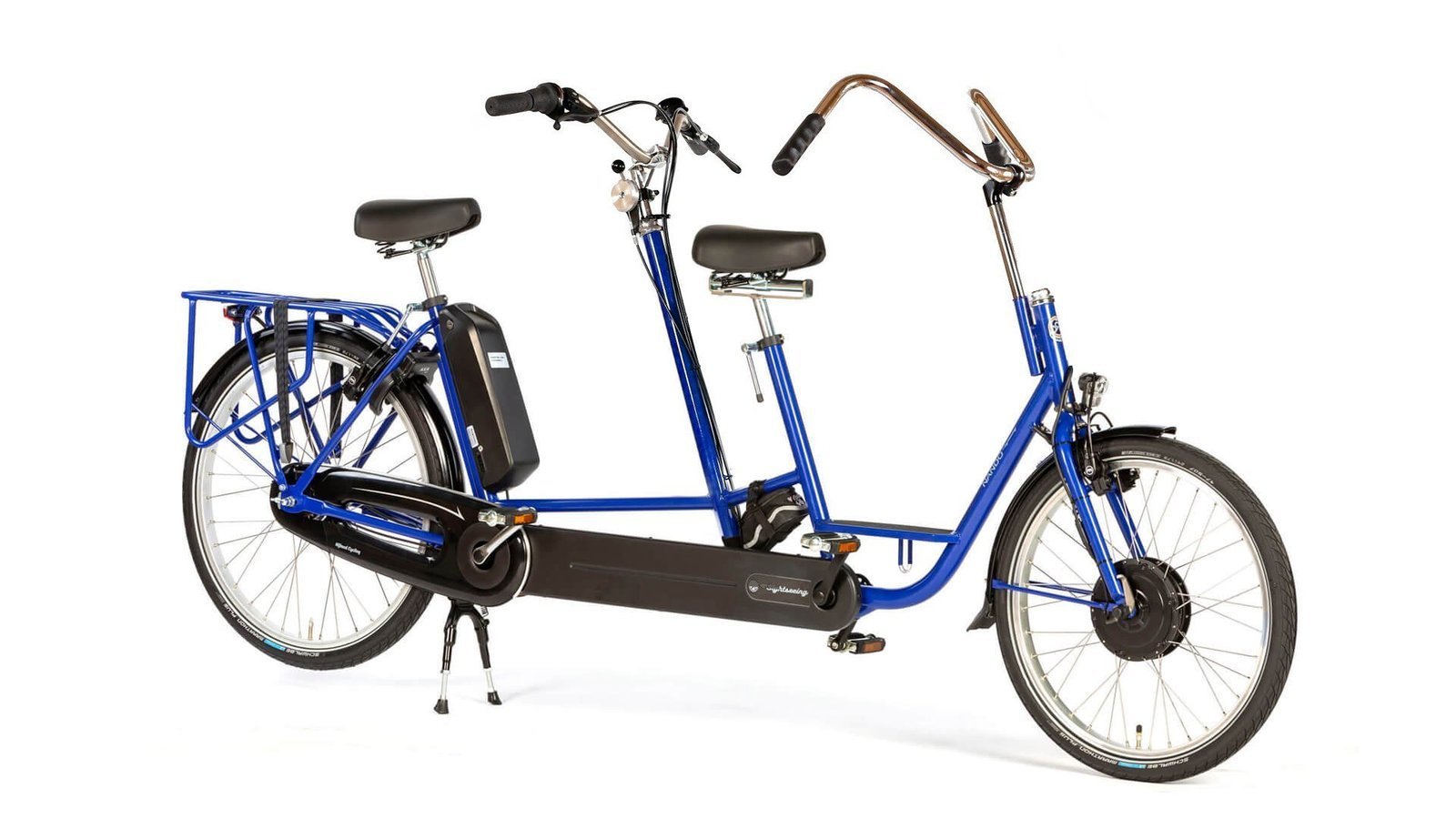 TANDEM ÉLECTRIQUE AVEC ENFANT DEVANT TANDEM ÉLECTRIQUE AVEC ENFANT DEVANT