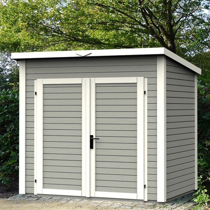 Abri de jardin 4,31m² Skur 4 + plancher traité peint gris Baltic – vue 2