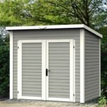 Abri de jardin 4,31m² Skur 4 + plancher traité peint gris Baltic