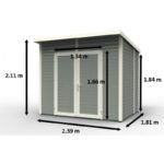 Abri de jardin 4,31m² Skur 4 + plancher traité peint gris Baltic – vue 6