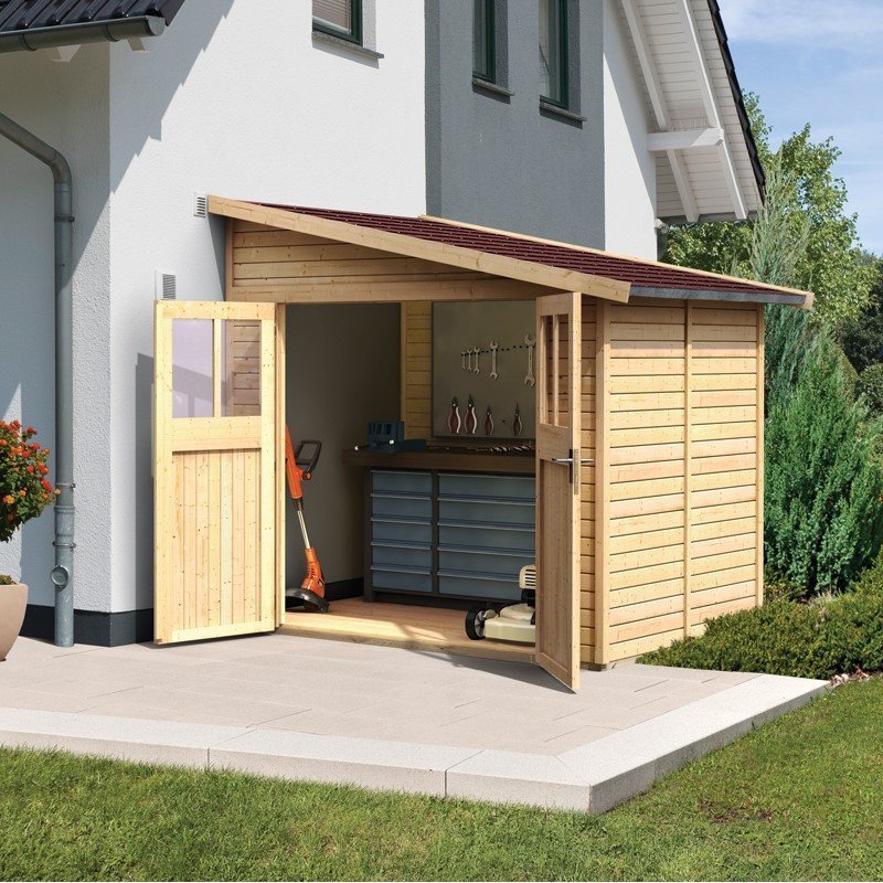 Abri de jardin adossé en bois certifié 4,18m² Bomlitz 2 – Karibu