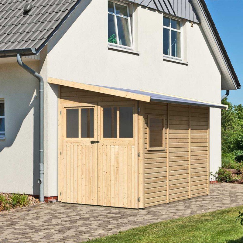 Abri de jardin adossé en bois certifié 4,85m² Juist 3 – Karibu