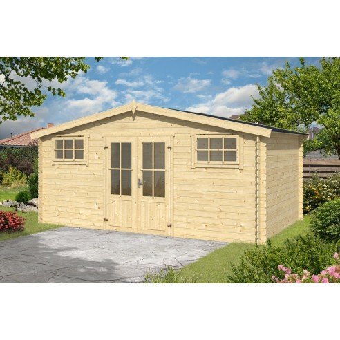 Abri de jardin Boston 14 m² en bois massif 28 mm