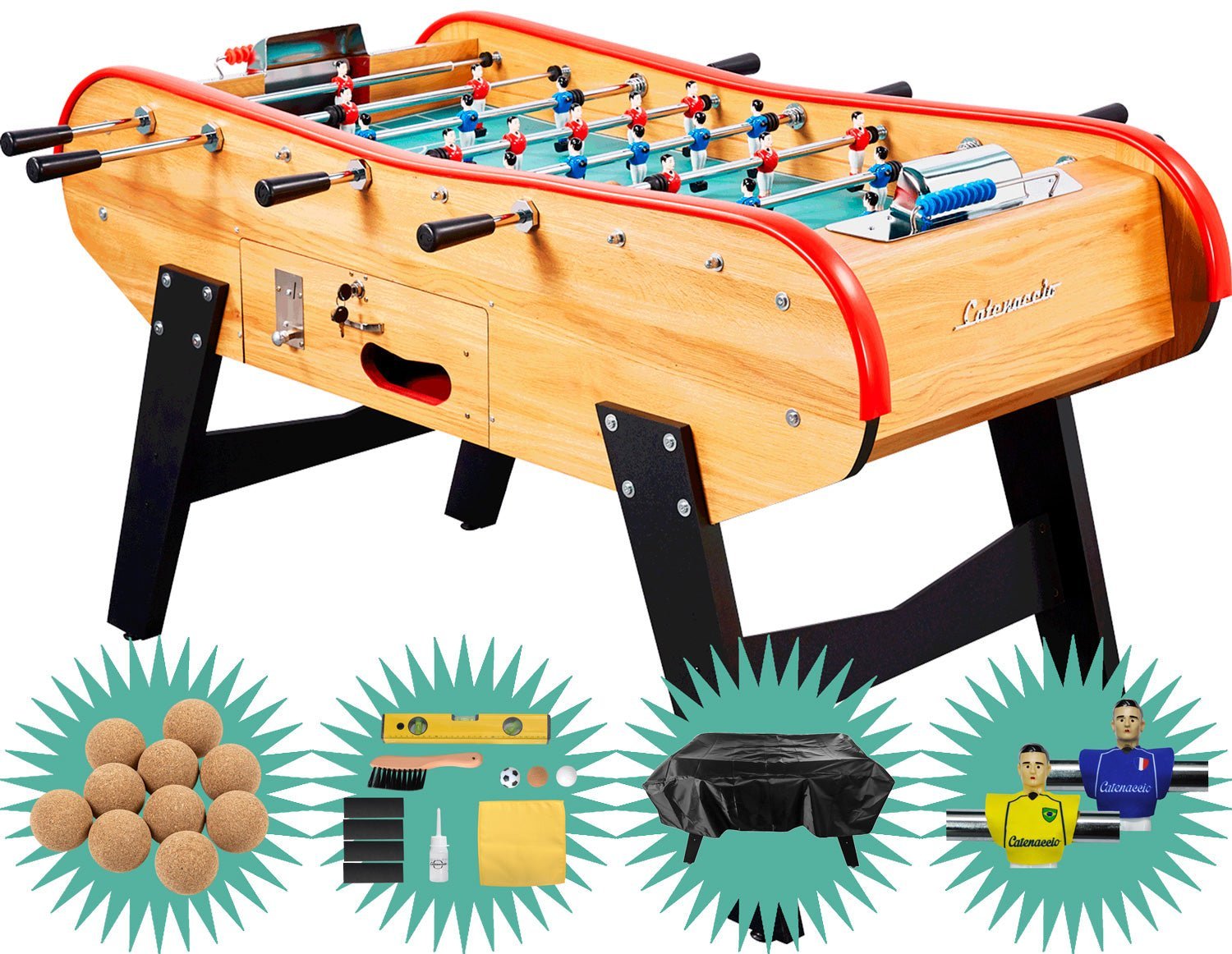 Baby foot Bar En Bois Clair + Pack Premium (balles+kit entretien+housse+maillots) Baby foot Bar En Bois Clair + Pack Premium (balles+kit entretien+housse+maillots)
