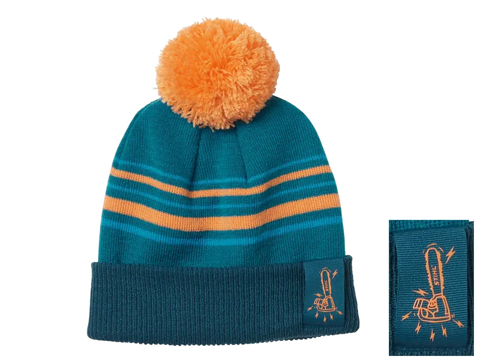 Bonnet à pompon Enfant Beanie Bleu et Orange “SAW” – Bonnet Stihl 0420 440 0000 – vue 2
