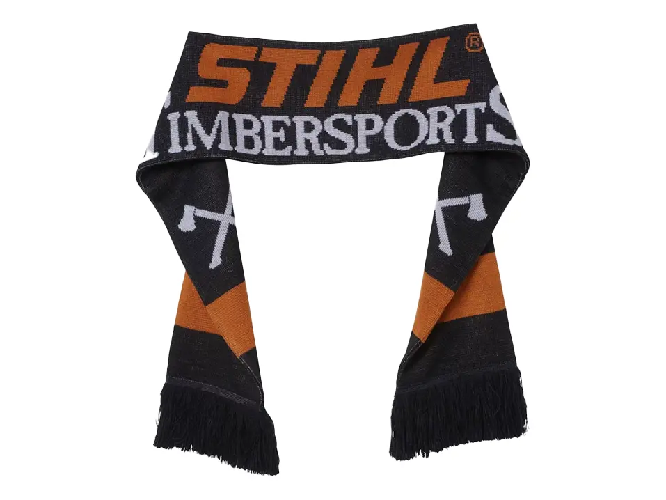 Écharpe Timbersports FAN – Stihl – Noire, orange et Blanche type « Supporter »