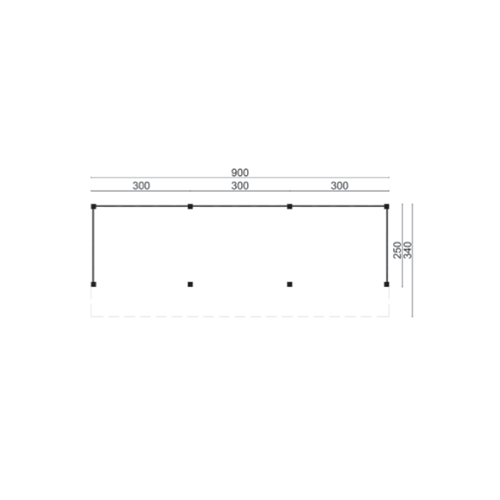 Abri de jardin Boekelo Mélèze Douglas Brut 900 x 340 cm – vue 2