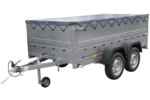 GARDEN TRAILER 264/2 KIPP remorque à deux essieux avec roue jockey, châssis H-0, ridelles BIS et bâche plate grise – vue 4