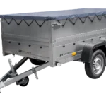 GARDEN TRAILER 264/2 KIPP remorque à deux essieux avec roue jockey, châssis H-0, ridelles BIS et bâche plate grise