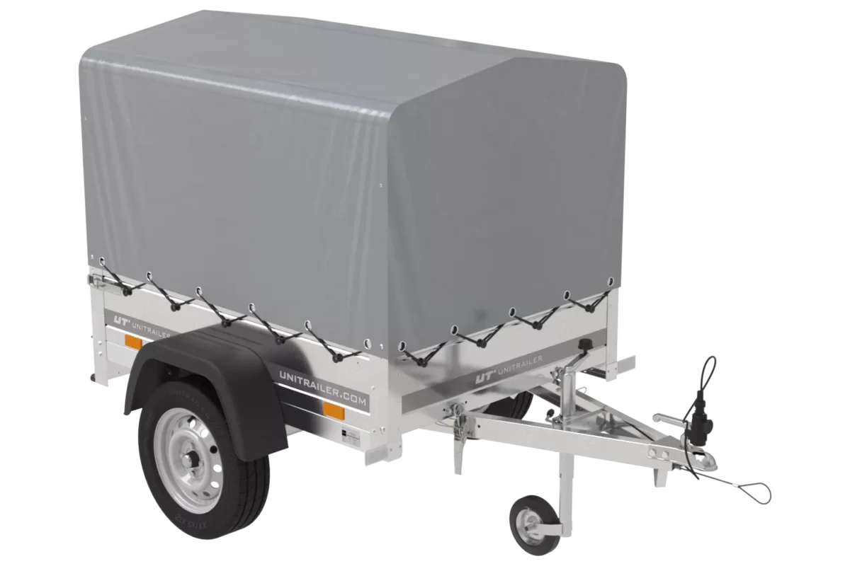 Remorque 1 essieu 150×106 bâche + arceau, PTAC 500 kg Garden Trailer 150 KIPP [avec roue jockey]