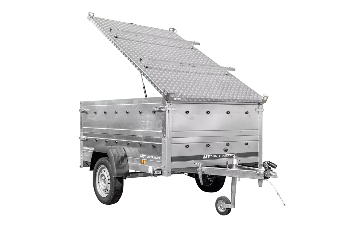 Remorque légère 200×125 UNITRAILER GARDEN 201 KIPP avec côtés BIS et couverture en aluminium