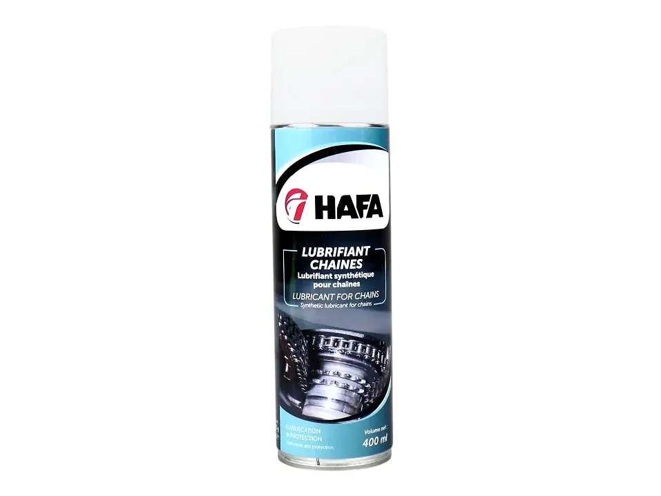 Lubrifiant Chaines Aérosol 400 ml – HAFA – Spray lubrifiant synthétique pour chaines