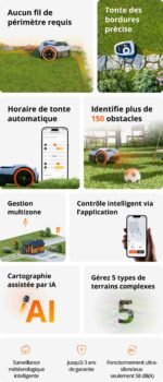 Segway Navimow i105e – Robot Tondeuse Sans Fil 500m² – vue 5